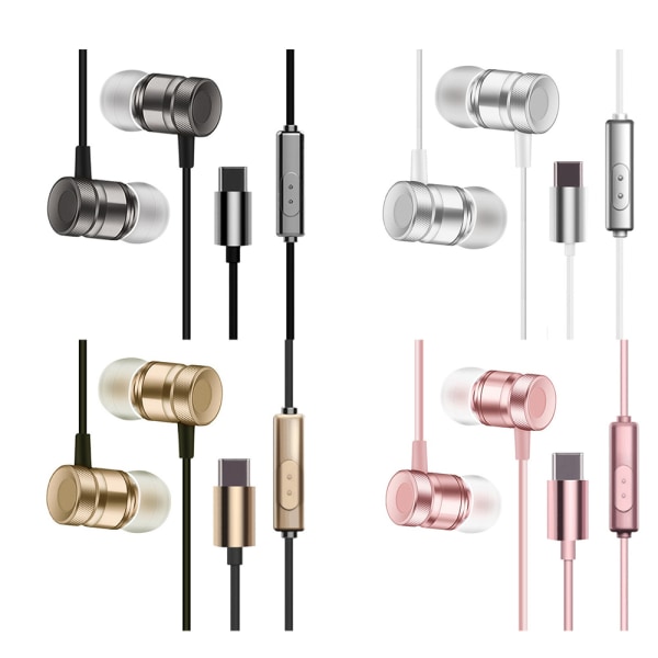 Kraftfulla Stilrena Type-C Hörlurar Silver