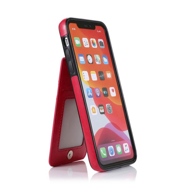 iPhone 12 Pro - Effektfullt LEMAN Skal med Korthållare Röd