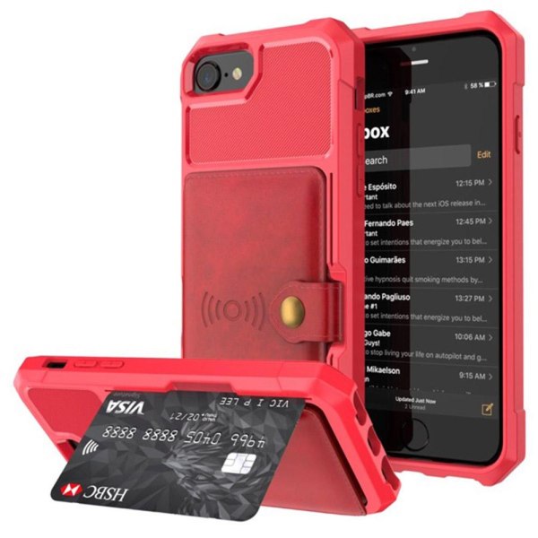 iPhone 6/6S - Eksklusivt cover med kortrum Röd