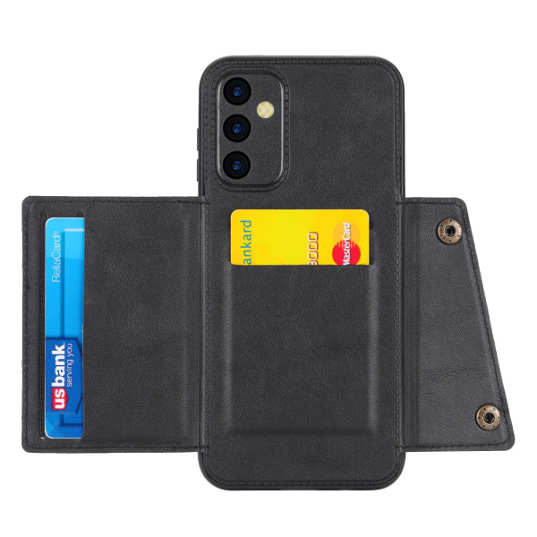 Luksus PC Leather Retro Flip Wallet Case for Galaxy A54 5G Black