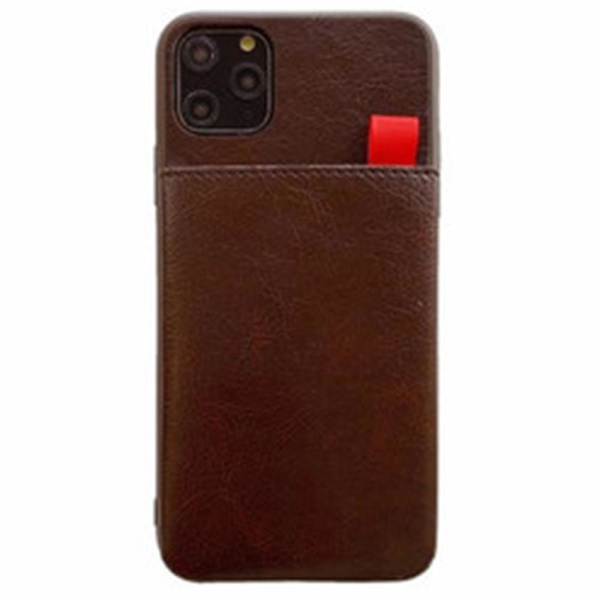 iPhone 11 Pro Max - Praktiskt Retro Leman Skal med Kortfack DarkBrown Kaffe