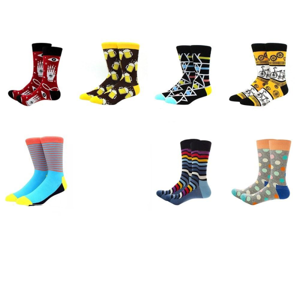 7-Pack komfortable fargerike sokker UNISEX Flerfärgad