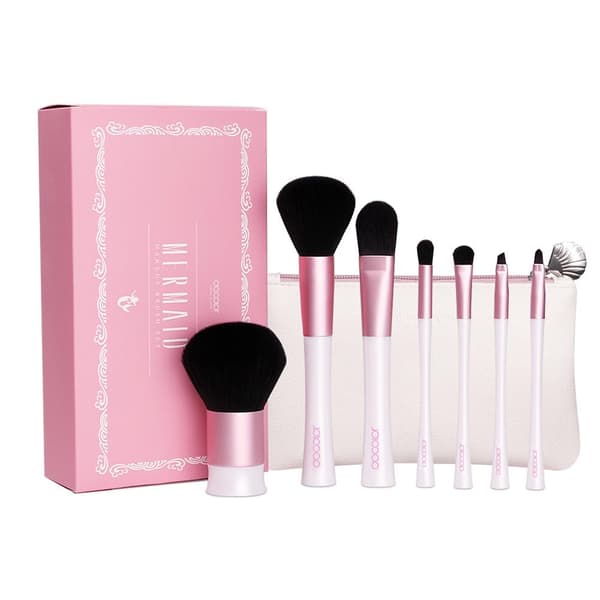 7-delat Borstset från DoColor-Minerals Vit/Rosa