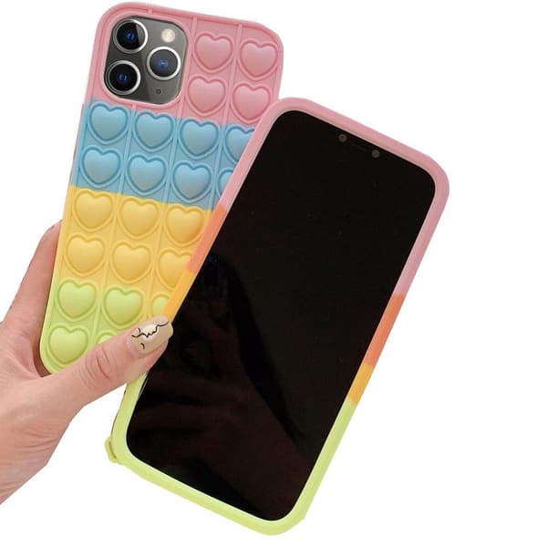 iPhone 12 Pro - Fidget Pop It Simple Dimple Silikonskal Grön-Gul-Blå-Rosa