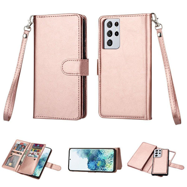 Samsung Galaxy S21 Ultra - 9-Card Wallet Case Rosaröd