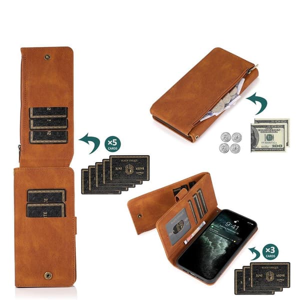 iPhone 12 - Floveme Wallet Cover Roséguld