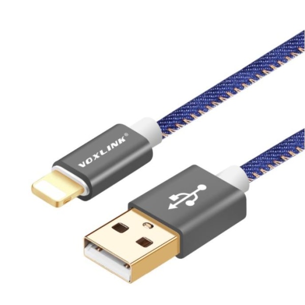 USB Slitstark Snabbladdningskabel 100cm (Lightning) Blå
