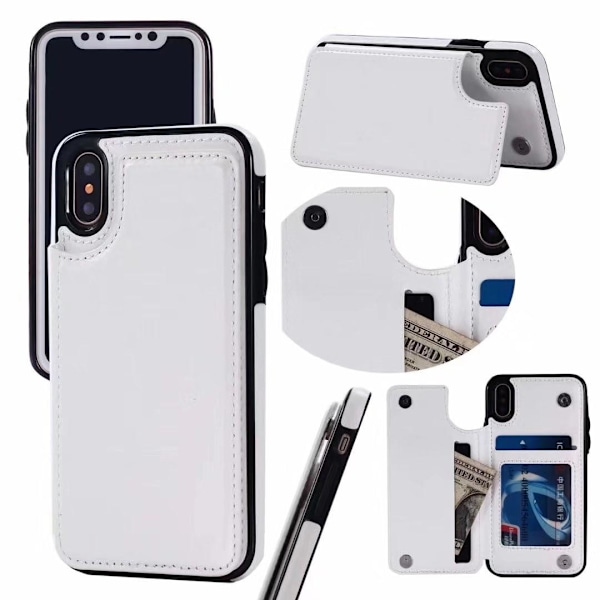 Läderskal med Plånbok/Kortfack för iPhone X/XS Svart