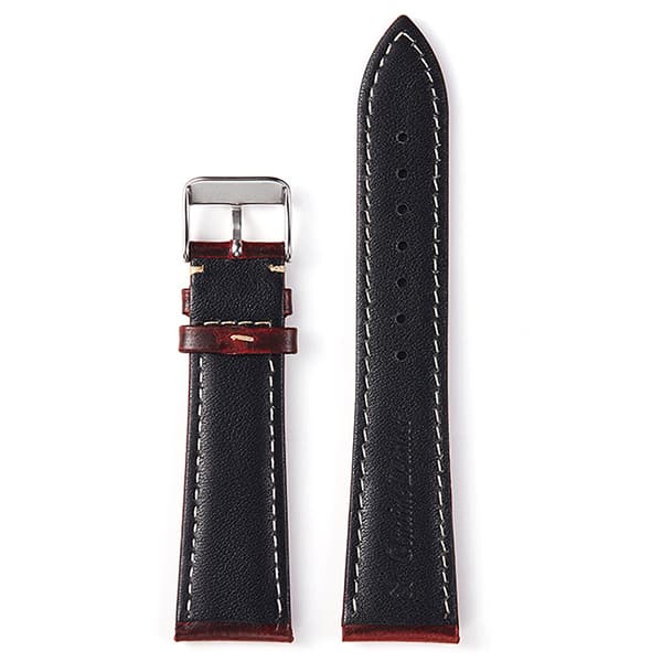 Läderarmband i Klassisk Design Mörkröd 20mm