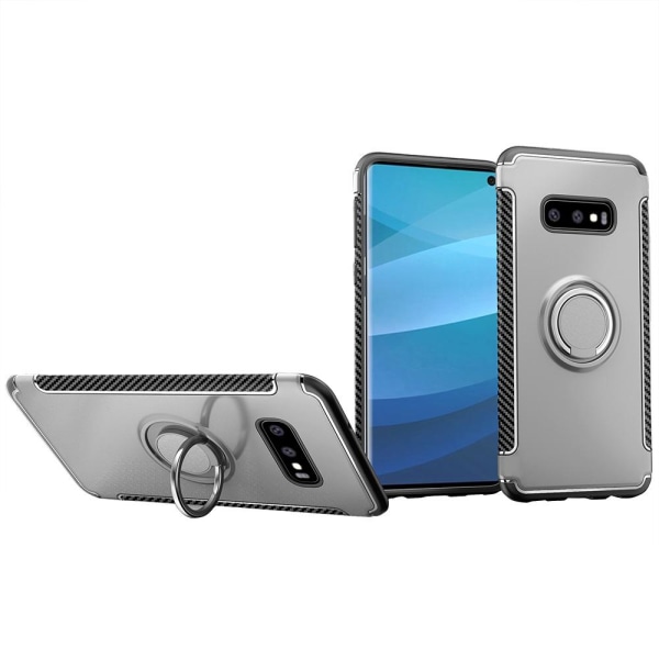 Samsung Galaxy S10 - HYBRID Cover med Ringholder fra FLOVEME Silver