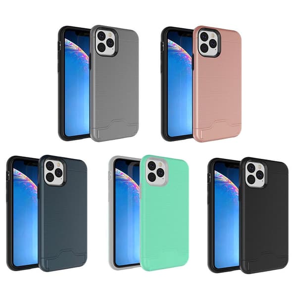 iPhone 11 Pro Max - Stødabsorberende cover med kortholder Grey Grå