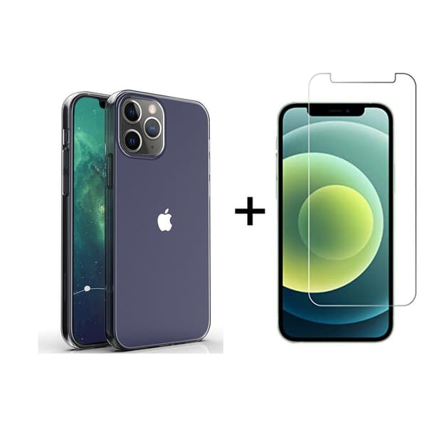 iPhone 12 Pro - Silikonskal + Skärmskydd Transparent