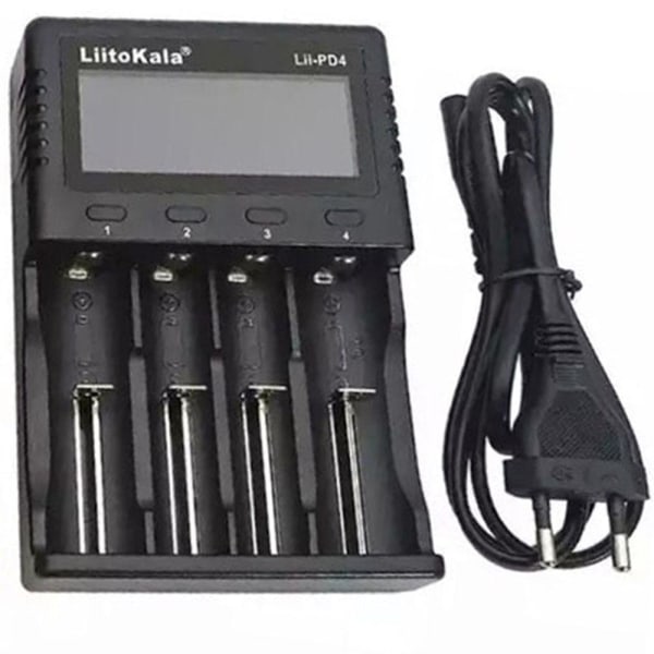 Batteri Snabbladdning LiitoKala Lii-PD4 18650 26650 4-slot Svart Svart