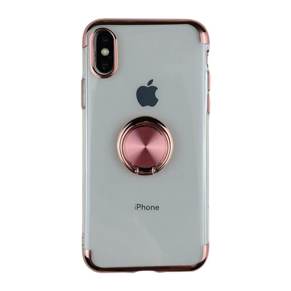 iPhone XS Max - Suojakuori sormustelineellä Roséguld
