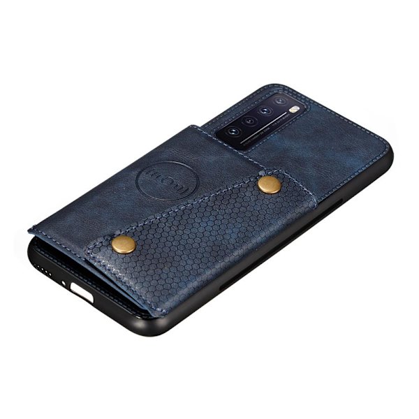 Huawei P Smart 2021 - Skal med Korthållare RETRO Mörkblå
