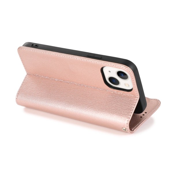 Plånboksfodral i Mikrofiberläder med Dragkedja - iPhone 15 Pink gold