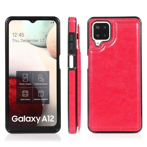 Samsung Galaxy A12 - Skal med Korthållare Rosaröd