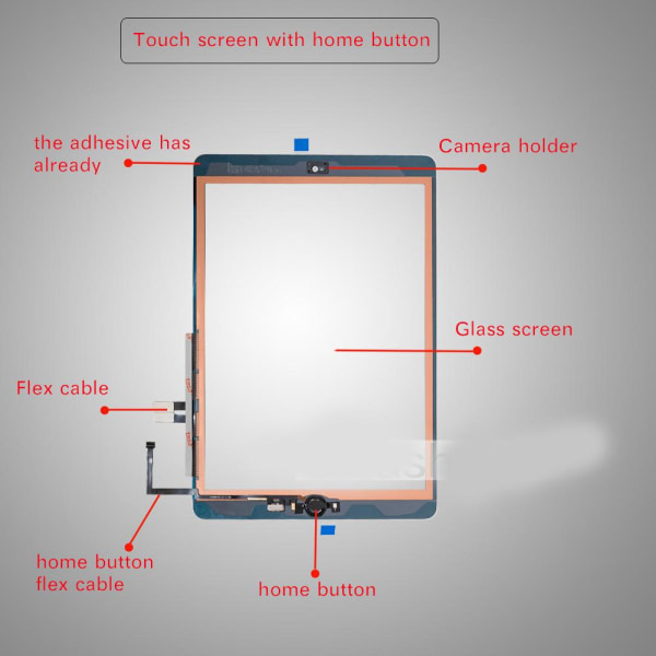 Touchscreen & Hemknapp iPad 7/8 2019/2020 10.2" Svart