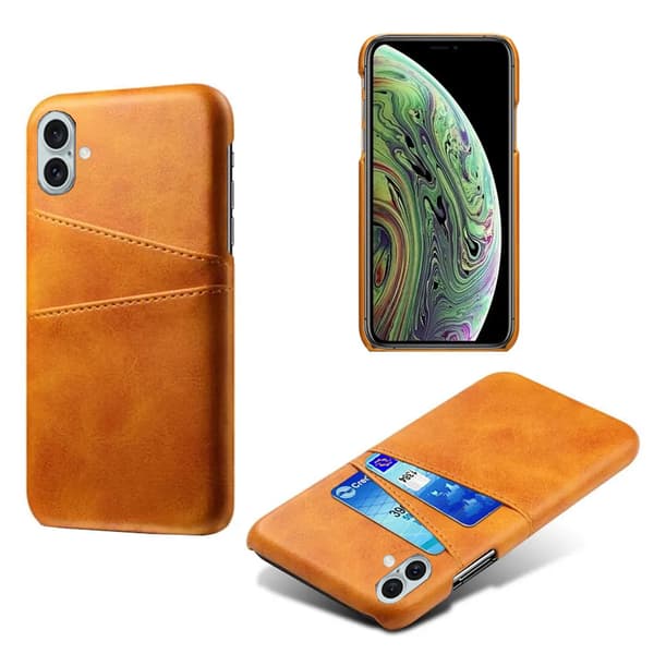 iPhone 16 Plus - LEMANS Vintage-Shell Skal med Kortfack Svart