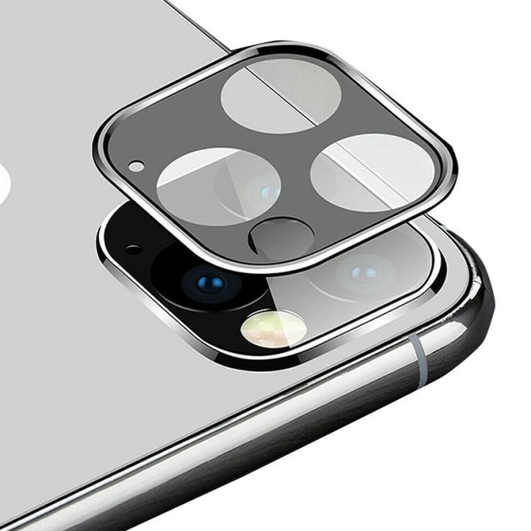 iPhone 11 Pro Max Kameralinsskydd i Härdat glas + Metalram Silver