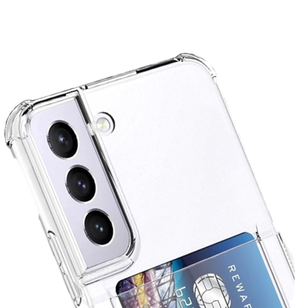 Käytännöllinen iskuja vaimentava kansi korttitelineellä Samsung Galaxy S:lle Transparent