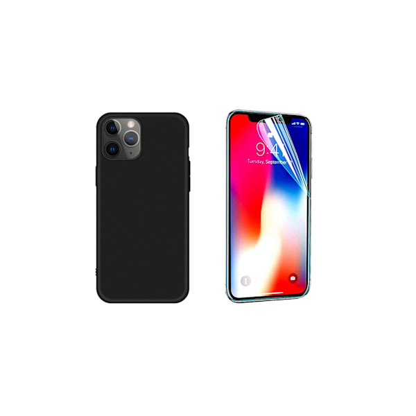 iPhone 12 Pro Max - Mattbehandlat Skyddsskal & Mjukt Skärmskydd Svart