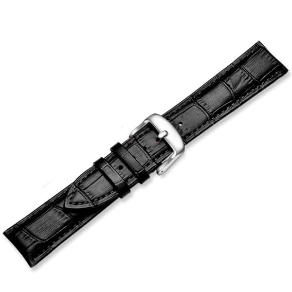 Professionellt Läder Klockarmband Svart/Silver 18mm