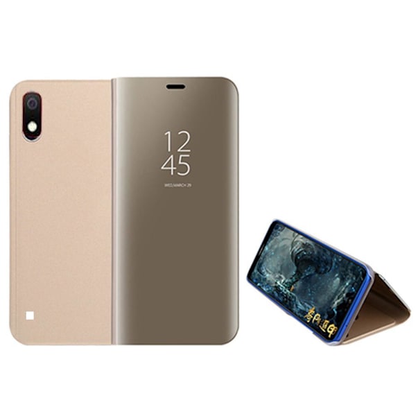 Samsung Galaxy A10 - Praktiskt Fodral (LEMAN) Gold Guld