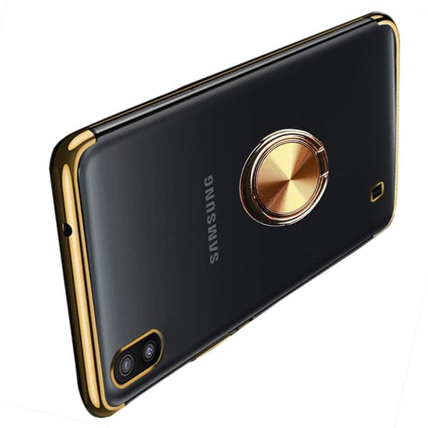 Samsung Galaxy A10 - Praktisk silikonecover med ringholder Silver