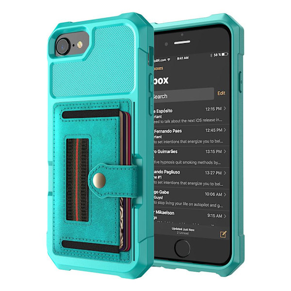 iPhone 7 - Genomt�nkt Skal med Kortfack Grön