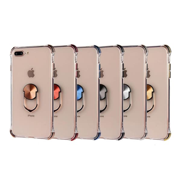 iPhone 7 Plus - Praktiskt Skyddande Skal med Ringhållare Blå Blå