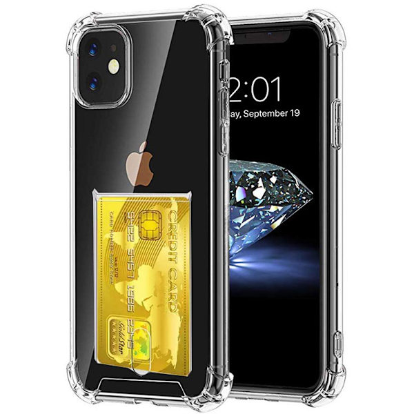 iPhone 11 Pro Max - Skyddande Silikonskal med Kortfack (FLOVEME) Transparent