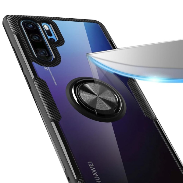 Huawei P30 Pro - Stilsäkert Hybridskal med Ringhållare (LEMAN) Marinblå/Silver