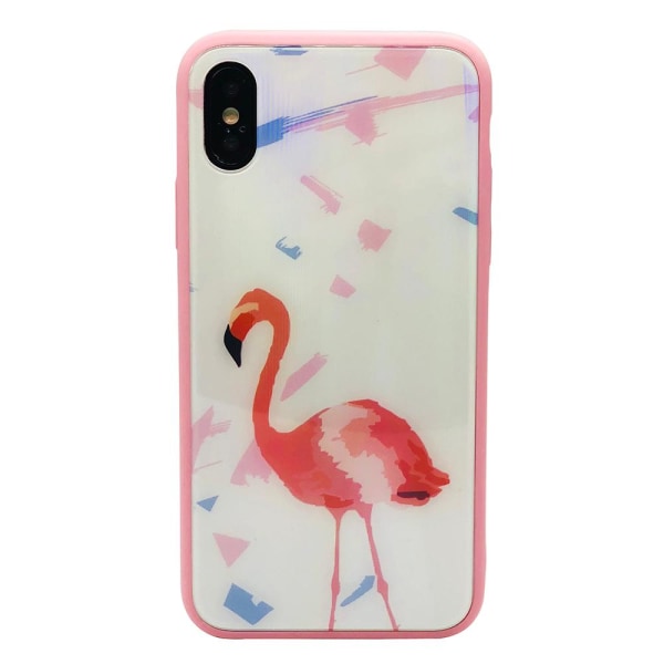 Elegant Skyddskal för iPhone X/XS (Härdat glas) Flamingo Flamingo