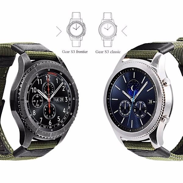 Stilsikkert Nylonarmbånd - Samsung Galaxy Watch S3 Frontier Svart