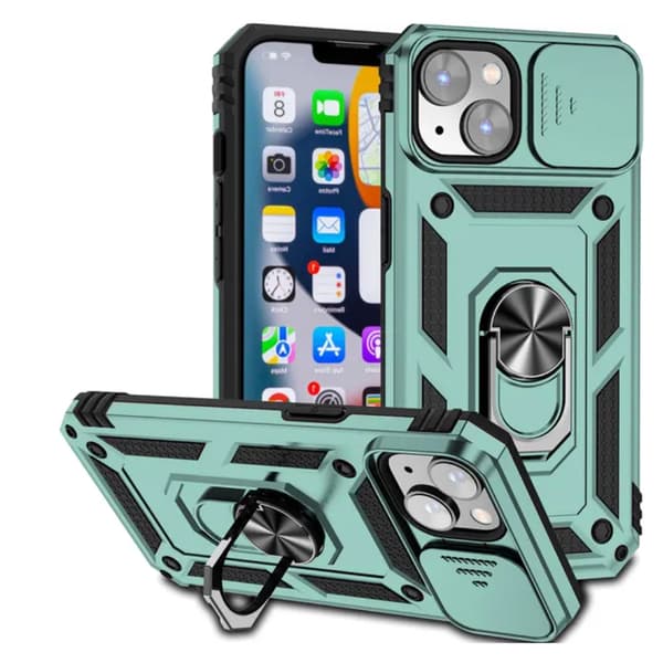 iPhone 13 Mini - Elegant Skal med Inbyggd Ringhållare för Ultimat Grepp Silver