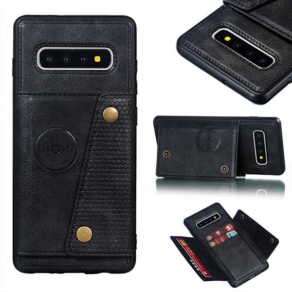 Samsung Galaxy S10 - RETRO Smart Cover med kortrum Grå