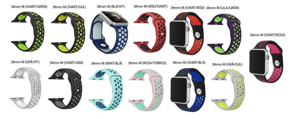 Apple Watch 38mm - NORTH EDGE Stilrena Silikonarmband Svart/Grön Medium