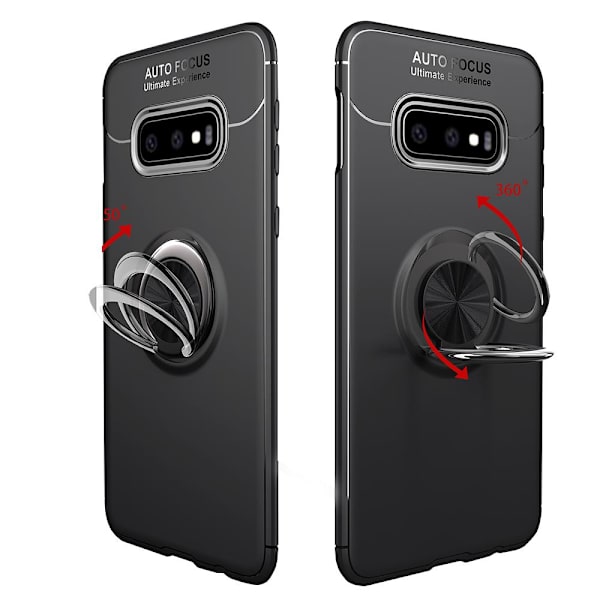 Samsung Galaxy S10e - AUTO FOCUS - Skal med Ringhållare Svart/Blå