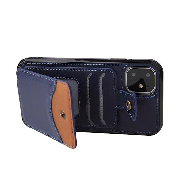 iPhone 12 Mini - Stilfuldt cover med kortholder Mörkblå