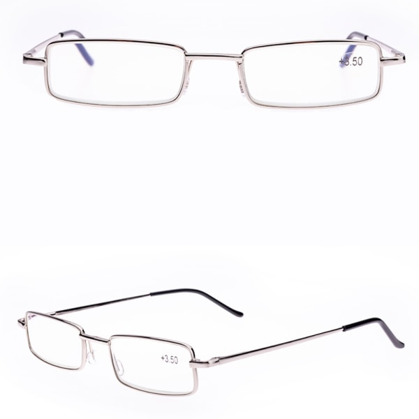 Læsebriller med styrke (+1.0-+4.0) Bærbar metalæske UNISEX Silver +1