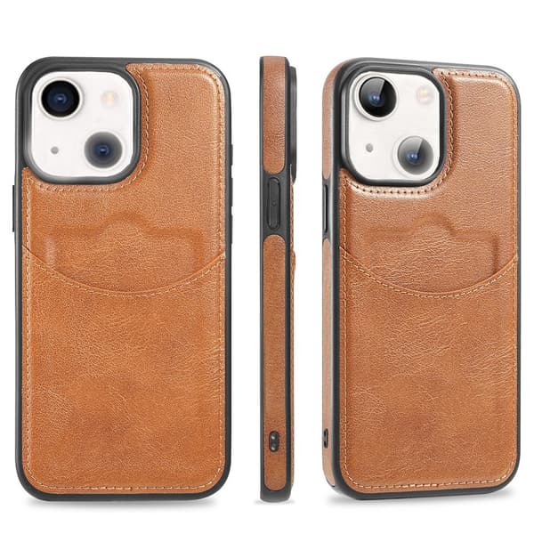 iPhone 14 Leman Plånboksfodral - Slimmad design med kortfack Brun