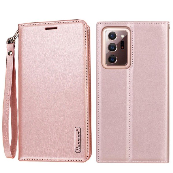 Samsung Galaxy Note 20 Ultra - (Hanman) Plånboksfodral Rosaröd