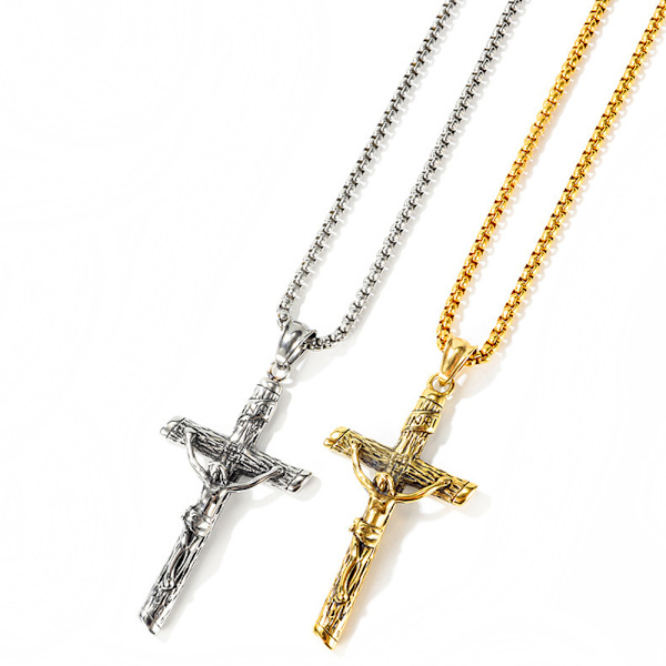 Kors Jesus Rustfrit Stål Halskæde Silver