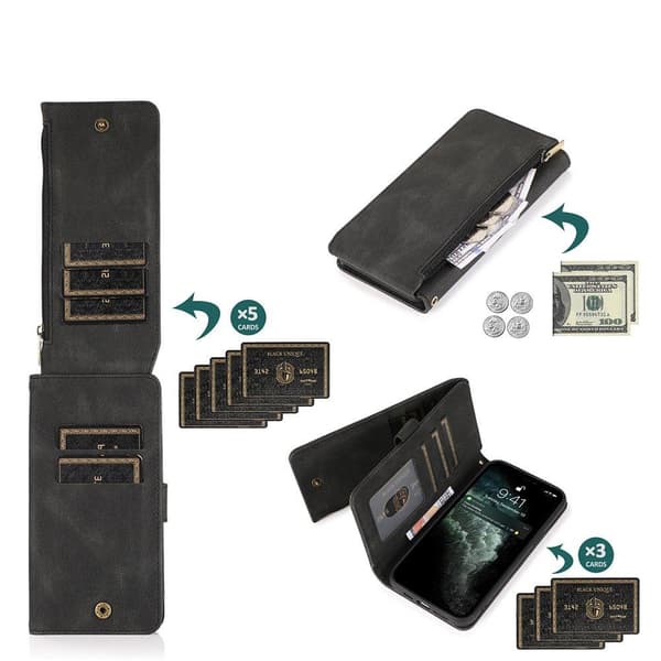 iPhone 12 - Floveme Wallet Cover Roséguld