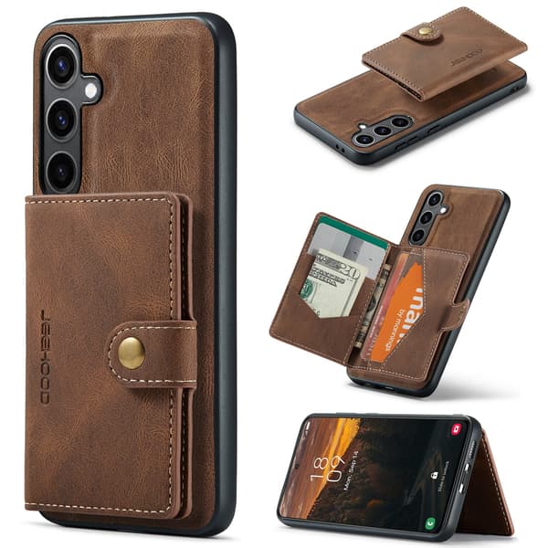 Samsung Galaxy S25 Jeehood Wallet Case Magnetisk Kortficka Grön