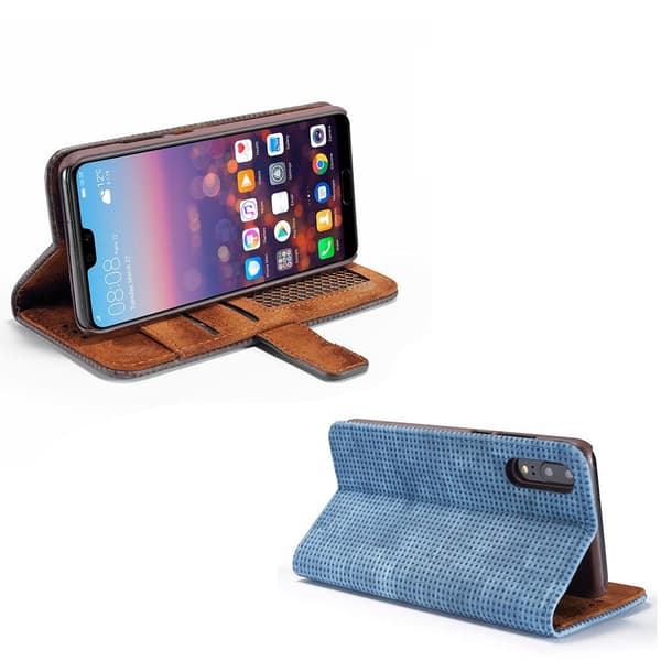 Plånboksfodral i Retrodesign från LEMAN till Huawei P20 Blå