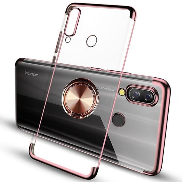 Huawei P Smart 2019 - Praktisk silikonecover med ringholder Svart