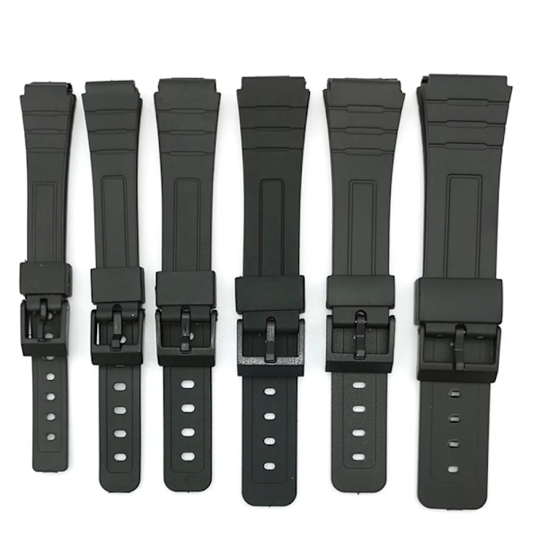 Universalt Svart Resin Armband 12-22mm för Herr/Dam Klocka Svart 22mm