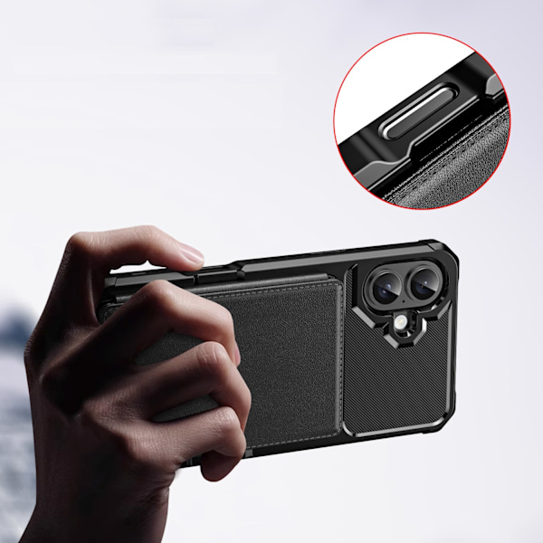iPhone 16  Leman slimfodral med kortfack & skydd